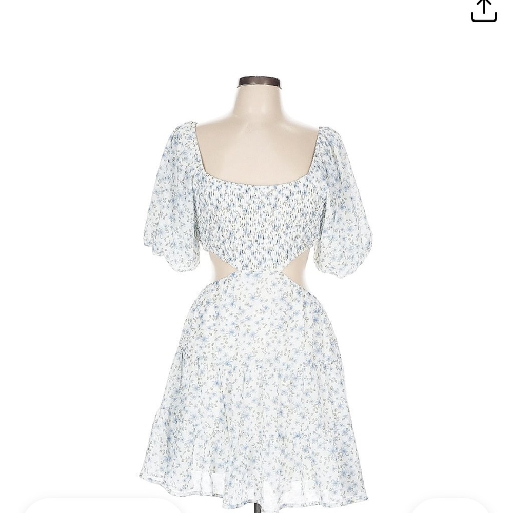Juniper Blue Floral Puff Sleeve Dress